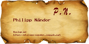 Philipp Nándor névjegykártya
